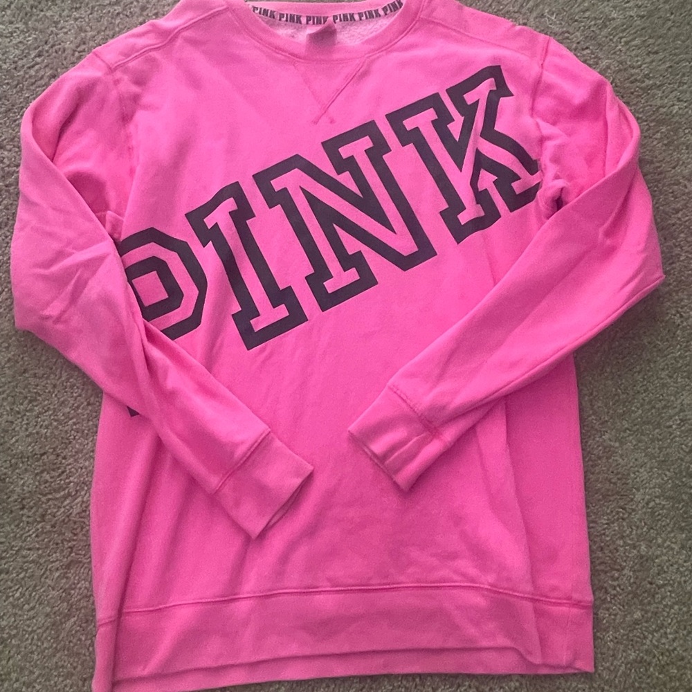 Vs pink fleece crewneck sweater